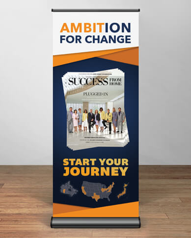 Ambit Energy retractable banners — print design and marketing materials by Melissa Cadavid