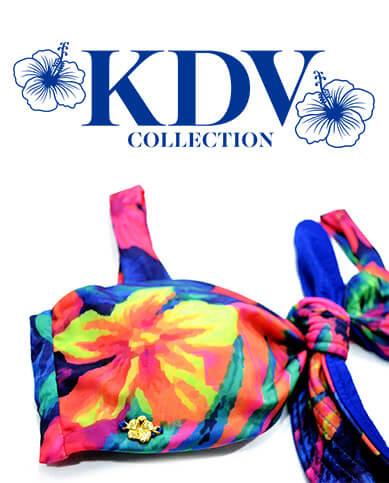 KDV Collection swimwear branding — photography, logo design, and social media strategy by Melissa Cadavid