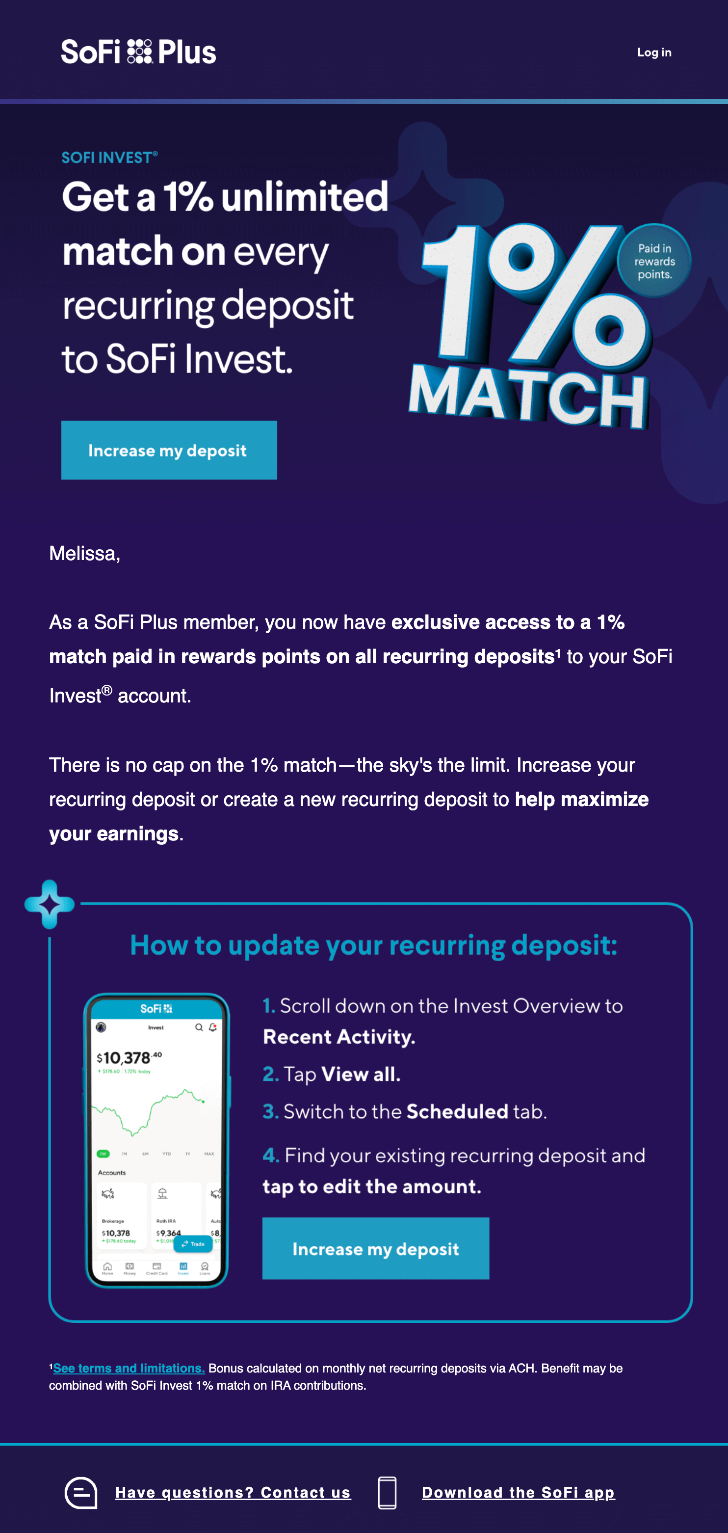 SoFi Plus Invest Promotion